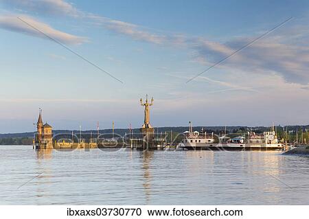 "Harbour entrance of Konstanz with the statue of Imperia and the historic ferry """"Konstanz"""", Konstanz, Baden-Wurttemberg, Germany, Europe" View Large Photo Image Stock Image - "Harbour entrance of Konstanz with the statue of Imperia and the historic ferry """"Konstanz"""", Konstanz, Baden-Wurttemberg, Germany, Europe". Fotosearch