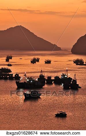 Picture - "Harbour of Cat Ba, Halong Bay, Vietnam, Southeast Asia, Asia". Fotosearch