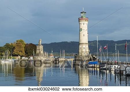 "Harbour of Lindau with a lighthouse, Lake Constance, Lindau - Bodensee, Swabia, Bavaria, Germany, Europe" View Large Photo Image Stock Image - "Harbour of Lindau with a lighthouse, Lake Constance, Lindau - Bodensee, Swabia, Bavaria, Germany, Europe". Fotosearch