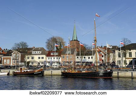 "Harbour, town church at back, Neustadt in Holstein, Schleswig-Holstein, Germany, Europe" View Large Photo Image Stock Photo - "Harbour, town church at back, Neustadt in Holstein, Schleswig-Holstein, Germany, Europe". Fotosearch