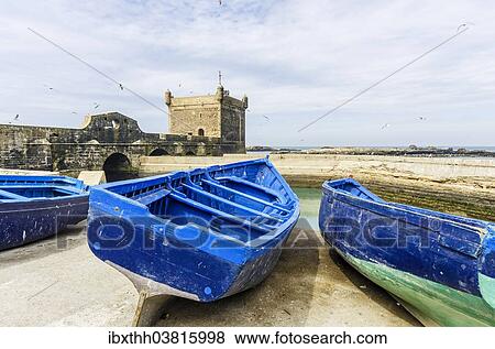 "Harbour with fishing boats, ramparts, Essaouira, Marrakech-Tensift-El Haouz, Morocco, Africa" View Large Photo Image Stock Photo - "Harbour with fishing boats, ramparts, Essaouira, Marrakech-Tensift-El Haouz, Morocco, Africa". Fotosearch