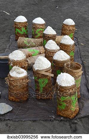 Stock Photograph - "Harvested sea salt, packed to dry, known as Fleur de Sel, North Bali, Bali, Indonesia, Asia". Fotosearch