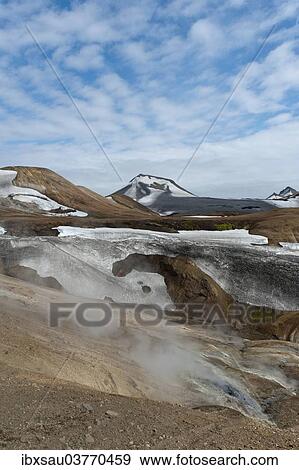 "Haskerdingur mountain, Kaldaklof Glaciers and snowfields, Laugavegur trekking route, Highlands, Suourland, Iceland, Europe" View Large Photo Image Stock Photo - "Haskerdingur mountain, Kaldaklof Glaciers and snowfields, Laugavegur trekking route, Highlands, Suourland, Iceland, Europe". Fotosearch