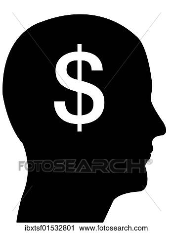 Stock Image - "Head in profile with a dollar sign, illustration". Fotosearch