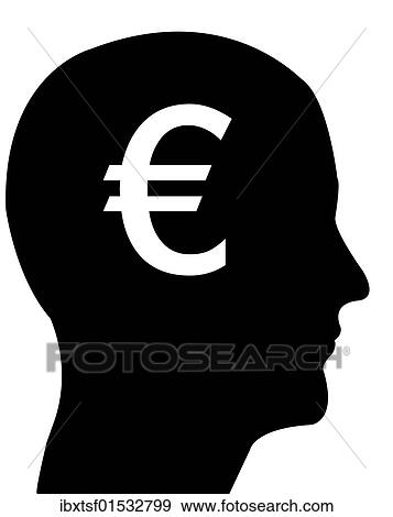 "Head in profile with a euro sign, illustration" View Large Photo Image Stock Photo - "Head in profile with a euro sign, illustration". Fotosearch