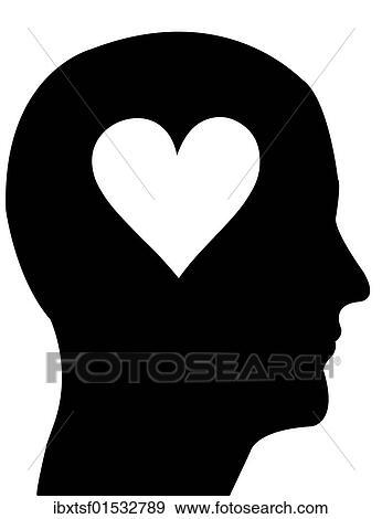 "Head in profile with a heart, illustration" View Large Photo Image Stock Photo - "Head in profile with a heart, illustration". Fotosearch