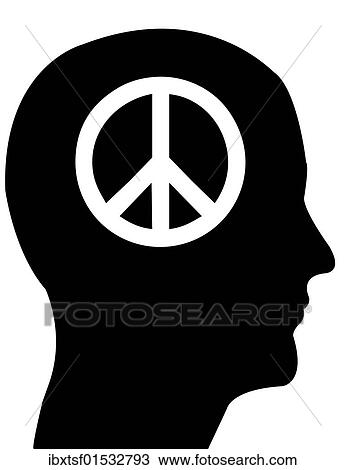 "Head in profile with a peace sign, illustration" View Large Photo Image Stock Image - "Head in profile with a peace sign, illustration". Fotosearch