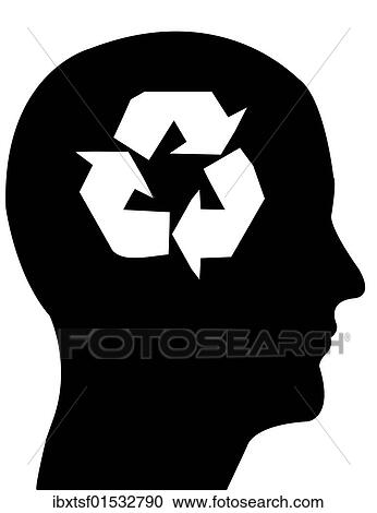 "Head in profile with recycling symbol, illustration" View Large Photo Image Stock Image - "Head in profile with recycling symbol, illustration". Fotosearch