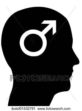 "Head in profile with the symbol of Mars, male gender, illustration" View Large Photo Image Stock Image - "Head in profile with the symbol of Mars, male gender, illustration". Fotosearch