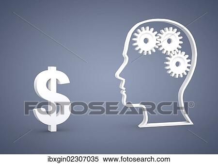 "Head with gears and a dollar symbol, symbolic image for clever investments, crisis, currency, 3D illustration" View Large Photo Image Stock Photography - "Head with gears and a dollar symbol, symbolic image for clever investments, crisis, currency, 3D illustration". Fotosearch