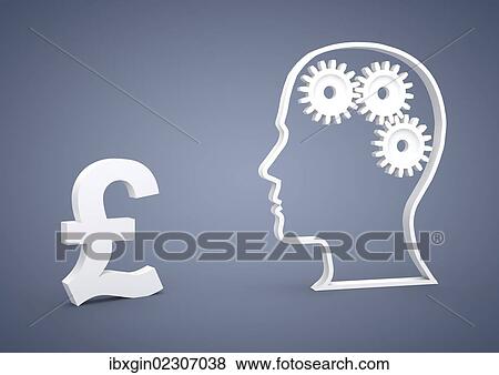 "Head with gears and a pound symbol, symbolic image for clever investments, crisis, currency, 3D illustration" View Large Photo Image Stock Photo - "Head with gears and a pound symbol, symbolic image for clever investments, crisis, currency, 3D illustration". Fotosearch