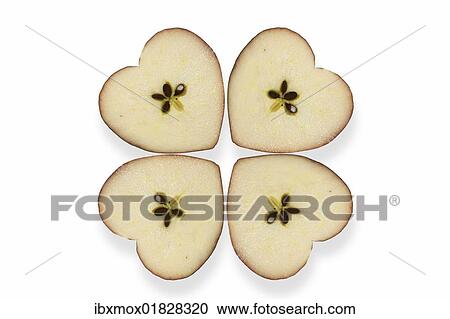 Heart-shaped apples making a clover View Large Photo Image Stock Image - Heart-shaped apples making a clover. Fotosearch