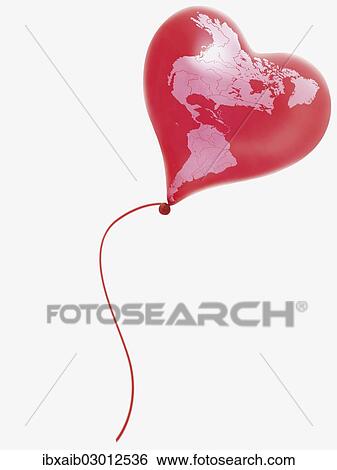 Heart-shaped balloon with a map of North America and South America View Large Photo Image Stock Photograph - Heart-shaped balloon with a map of North America and South America. Fotosearch