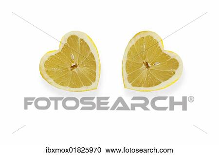 Stock Image - Heart-shaped lemons. Fotosearch