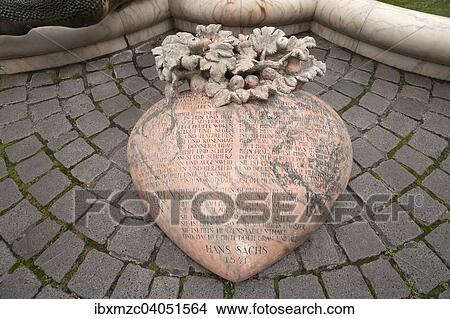 "Heart with a poem by Hans Sachs, 1541, in front of the Ehekarussel or Hans-Sachs-Brunnen fountain by Jurgen Weber, 1984, Nuremberg, Middle Franconia, Bavaria, Germany, Europe" View Large Photo Image Picture - "Heart with a poem by Hans Sachs, 1541, in front of the Ehekarussel or Hans-Sachs-Brunnen fountain by Jurgen Weber, 1984, Nuremberg, Middle Franconia, Bavaria, Germany, Europe". Fotosearch