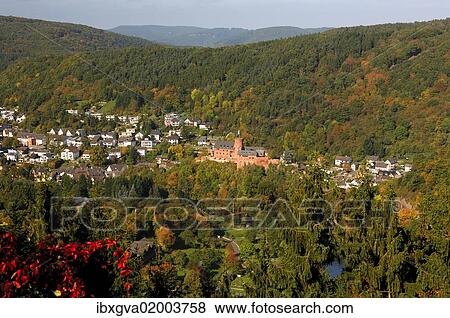 "Heimbach on the Roer River, Rur River, Hengebach castle, autumn colored forests, Eifel National Park, North Rhine-Westphalia, Germany, Europe" View Large Photo Image Stock Photo - "Heimbach on the Roer River, Rur River, Hengebach castle, autumn colored forests, Eifel National Park, North Rhine-Westphalia, Germany, Europe". Fotosearch