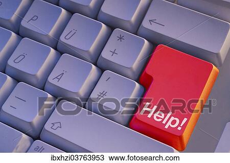 Stock Image - Help button on a computer keyboard. Fotosearch