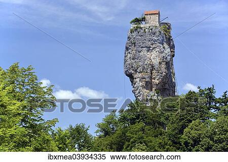 Stock Photography - "Hermitage of a monastery on Katskhi Pillar, near Chiatura, Imereti region, Georgia, Asia". Fotosearch