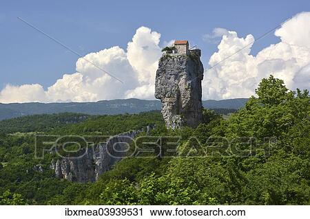 Stock Image - "Hermitage of a monastery on the Katskhi pillar in Chiatura, Imereti region, Georgia, Asia". Fotosearch