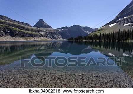 Stock Photo - "Hidden Lake with Reynolds Mountains, Glacier National Park, Montana, United States, North America". Fotosearch