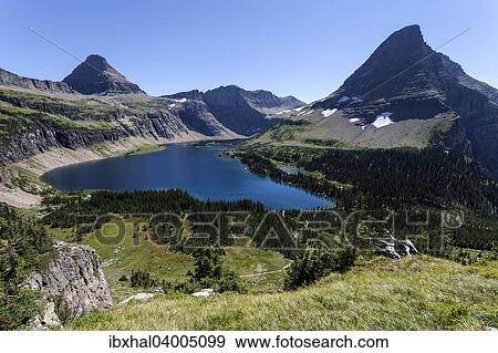 "Hidden Lake with Reynolds Mountains and Bearhat Mountains, Glacier National Park, Montana, United States, North America" View Large Photo Image Stock Photo - "Hidden Lake with Reynolds Mountains and Bearhat Mountains, Glacier National Park, Montana, United States, North America". Fotosearch