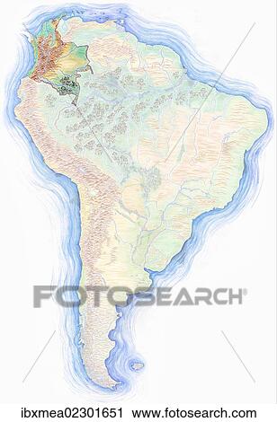 Highly detailed hand-drawn map of South America with Colombia highlighted View Large Photo Image Stock Image - Highly detailed hand-drawn map of South America with Colombia highlighted. Fotosearch