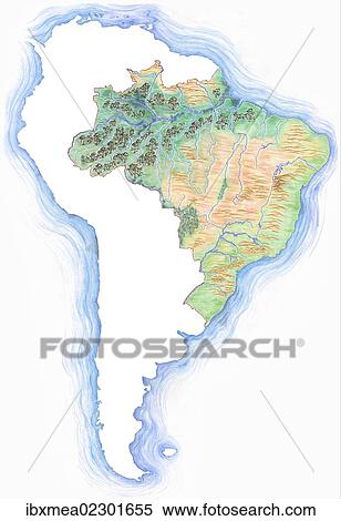 Highly detailed hand-drawn map of Brazil within the outline of South America View Large Photo Image Stock Photography - Highly detailed hand-drawn map of Brazil within the outline of South America. Fotosearch