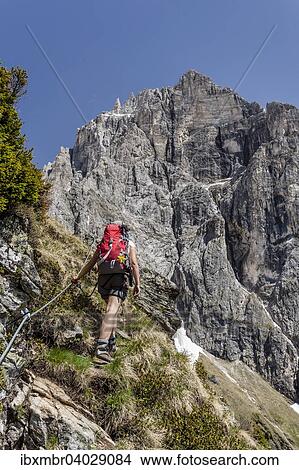 "Hikers during the ascent to the Lampskopf on the via ferrata in Pflersch, behind the Tribulaun, Goglberg, Pflerscher valley, Wipptal, Brenner, Eisacktal, Province of South Tyrol, Trentino-Alto Adige, Italy, Europe" View Large Photo Image Picture - "Hikers during the ascent to the Lampskopf on the via ferrata in Pflersch, behind the Tribulaun, Goglberg, Pflerscher valley, Wipptal, Brenner, Eisacktal, Province of South Tyrol, Trentino-Alto Adige, Italy, Europe". Fotosearch