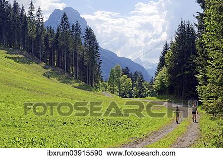 "Hikers with view to the Grosser Waxenstein, Hammerbach, Garmisch-Partenkirchen District, Upper Bavaria, Bavaria, Germany, Europe" View Large Photo Image Stock Image - "Hikers with view to the Grosser Waxenstein, Hammerbach, Garmisch-Partenkirchen District, Upper Bavaria, Bavaria, Germany, Europe". Fotosearch