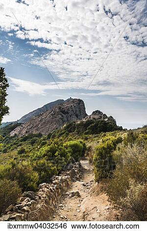 "Hiking trail, Genoese tower on a cliff, coast and mountains, Gulf of Porto, Corsica, France, Europe" View Large Photo Image Stock Photograph - "Hiking trail, Genoese tower on a cliff, coast and mountains, Gulf of Porto, Corsica, France, Europe". Fotosearch