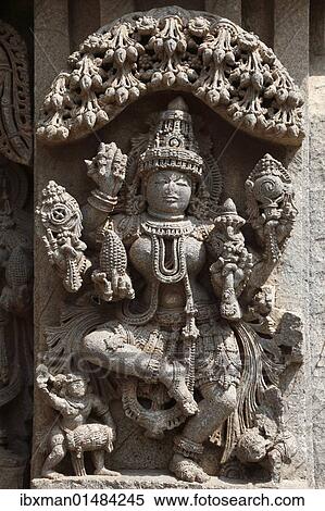 Stock Photography - "Hindu image of a deity, Kesava Temple, Keshava Temple, Hoysala style, Somnathpur, Somanathapura, Karnataka, South India, India, South Asia, Asia". Fotosearch