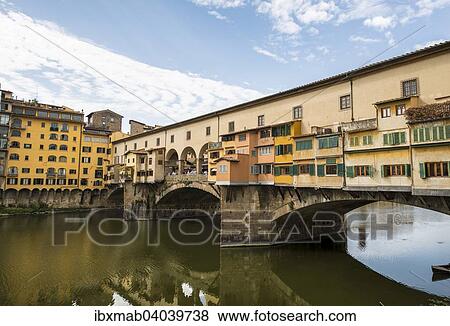 Stock Photo - "Historic centre of Florence with Ponte Vecchio over the Arno River, UNESCO World Heritage Site, Florence, Tuscany, Italy, Europe". Fotosearch