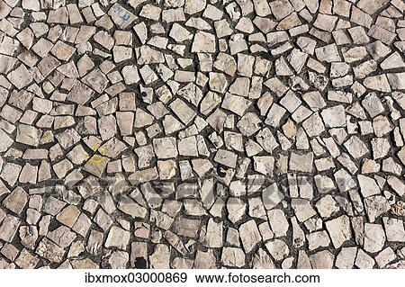 Stock Photo - "Historic stone paving in the historic town centre of Funchal, Santa Luzia, Funchal, Madeira, Portugal, Europe". Fotosearch
