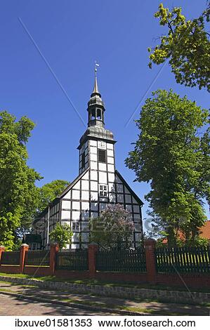 "Historic timber-framed church in Ahlbeck, Ahlbecker Dorfkirche, build in 1754, Ahlbeck, Uecker-Randow district, Mecklenburg-Western-Pomerania, Germany, Europe" View Large Photo Image Stock Image - "Historic timber-framed church in Ahlbeck, Ahlbecker Dorfkirche, build in 1754, Ahlbeck, Uecker-Randow district, Mecklenburg-Western-Pomerania, Germany, Europe". Fotosearch