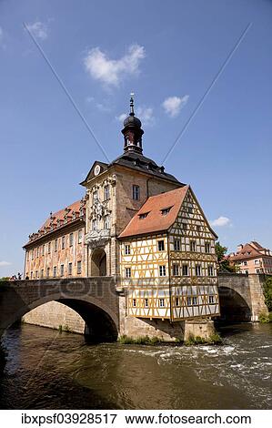 "Historic town hall in the middle of the river Regnitz, historic centre, Bamberg, Upper Franconia, Bavaria, Germany, Europe" View Large Photo Image Stock Photo - "Historic town hall in the middle of the river Regnitz, historic centre, Bamberg, Upper Franconia, Bavaria, Germany, Europe". Fotosearch