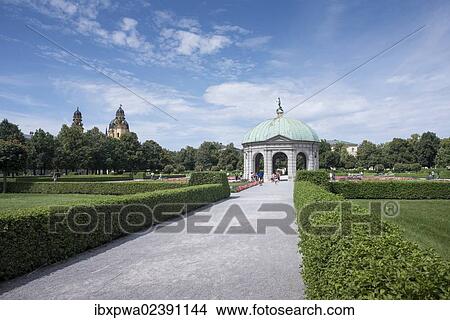 "Hofgarten, Court Garden, with the pavilion for the goddess Diana, Theatine Church of St. Cajetan at back, Munich, Bavaria, Germany, Europe" View Large Photo Image Picture - "Hofgarten, Court Garden, with the pavilion for the goddess Diana, Theatine Church of St. Cajetan at back, Munich, Bavaria, Germany, Europe". Fotosearch