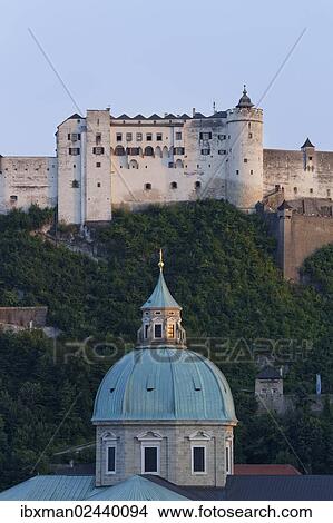 "Hohensalzburg Castle and the dome of Salzburg Cathedral as seen from Kapuzinerberg mountain, Salzburg, Austria, Europe, PublicGround, Europe" View Large Photo Image Picture - "Hohensalzburg Castle and the dome of Salzburg Cathedral as seen from Kapuzinerberg mountain, Salzburg, Austria, Europe, PublicGround, Europe". Fotosearch