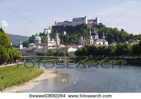 "Hohensalzburg Castle, the Salzach River in the foreground, Salzburg, Austria, Europe" View Large Photo Image Picture - "Hohensalzburg Castle, the Salzach River in the foreground, Salzburg, Austria, Europe". Fotosearch