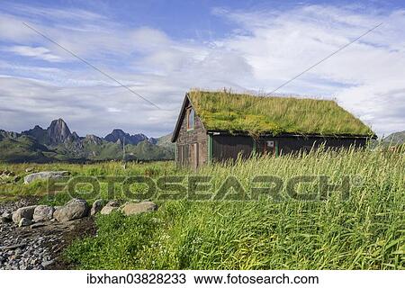 Stock Image - "Holiday cottage on Eidsfjord, Langoya, Vesteralen, Nordland, Norway, Europe". Fotosearch