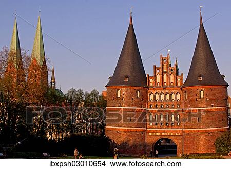 "Holsten Gate with St. Mary's Church, Norddeutschland, Lubeck, Schleswig-Holstein, Germany, Europe" View Large Photo Image Picture - "Holsten Gate with St. Mary's Church, Norddeutschland, Lubeck, Schleswig-Holstein, Germany, Europe". Fotosearch