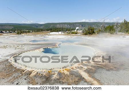 "Hot spring, limestone sinter, Doublet Pool, Geyser Hill, Upper Geyser Basin, Yellowstone National Park, Wyoming, Western United States, USA, United States of America, North America" View Large Photo Image Stock Photo - "Hot spring, limestone sinter, Doublet Pool, Geyser Hill, Upper Geyser Basin, Yellowstone National Park, Wyoming, Western United States, USA, United States of America, North America". Fotosearch