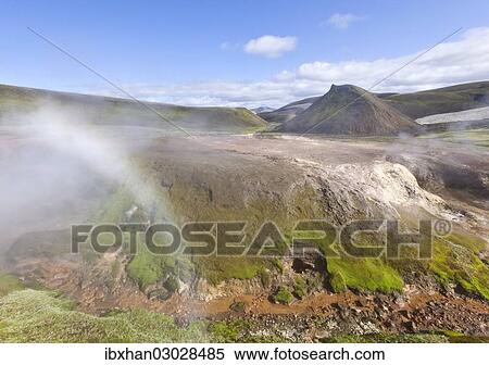 "Hot spring of Storihver along the hiking trail to Hrafntinnusker or Raven Mountain, Landmannalaugar, Southern Region, Iceland, Europe" View Large Photo Image Stock Photography - "Hot spring of Storihver along the hiking trail to Hrafntinnusker or Raven Mountain, Landmannalaugar, Southern Region, Iceland, Europe". Fotosearch