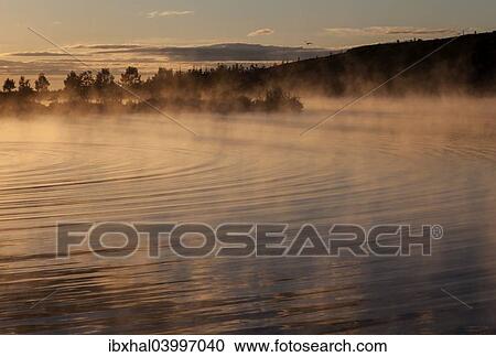 Stock Image - "Hot spring, thermal lake, evening light, near Husavik, Iceland, Europe". Fotosearch