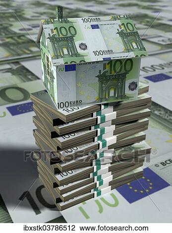 House made of euro banknotes on bundles of money. View Large Photo Image Stock Image - House made of euro banknotes on bundles of money.. Fotosearch