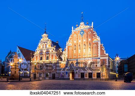 "House of the Blackheads in Town Hall Square, historic centre, blue hour, dusk, UNESCO World Heritage Site, Riga, Latvia, Europe" View Large Photo Image Stock Image - "House of the Blackheads in Town Hall Square, historic centre, blue hour, dusk, UNESCO World Heritage Site, Riga, Latvia, Europe". Fotosearch