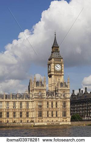 Stock Image - "Houses of Parliament, Big Ben, River Thames, London, England, United Kingdom, Europe". Fotosearch