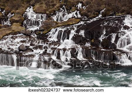 "Hraunfossar, Husafell, Iceland, Europe" View Large Photo Image Stock Photo - "Hraunfossar, Husafell, Iceland, Europe". Fotosearch