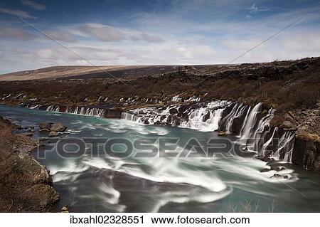 "Hraunfossar waterfalls, Husafell, Iceland, Europe" View Large Photo Image Stock Image - "Hraunfossar waterfalls, Husafell, Iceland, Europe". Fotosearch