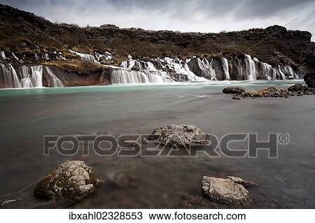 "Hraunfossar waterfalls, Husafell, Iceland, Europe" View Large Photo Image Stock Image - "Hraunfossar waterfalls, Husafell, Iceland, Europe". Fotosearch