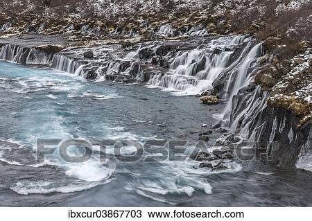 "Hraunfossar waterfalls, near Husafell, Iceland, Europe" View Large Photo Image Stock Image - "Hraunfossar waterfalls, near Husafell, Iceland, Europe". Fotosearch